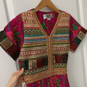 Colorful Floral Arab Traditional Embroidered Dress